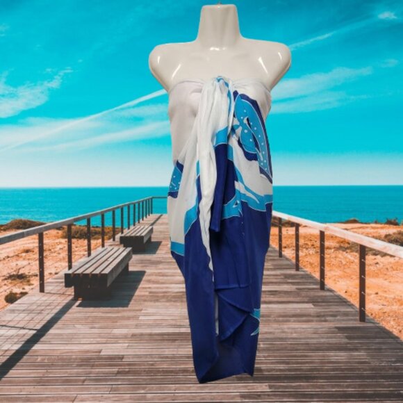 Cover Up Long Wrap, Halter or Strapless Wrap Dress Cotton Coverups - Picture 4 of 8